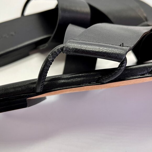 Vince Dylan Leather Flat Sandals Size 6.5M Black Asymmetrical Slide Shoes - Picture 12 of 16